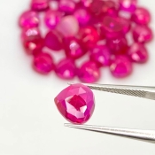  98.70 Cts. Lab Ruby 8mm Rose Cut Heart Shape AAA Grade Cabochons Parcel - Total 32 Pcs.