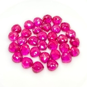  98.70 Cts. Lab Ruby 8mm Rose Cut Heart Shape AAA Grade Cabochons Parcel - Total 32 Pcs.
