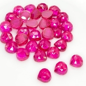  98.70 Cts. Lab Ruby 8mm Rose Cut Heart Shape AAA Grade Cabochons Parcel - Total 32 Pcs.