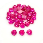  98.70 Cts. Lab Ruby 8mm Rose Cut Heart Shape AAA Grade Cabochons Parcel - Total 32 Pcs.