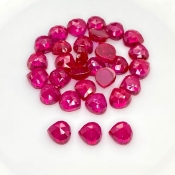 88.65 Cts. Lab Ruby 8mm Rose Cut Heart Shape AAA Grade Cabochons Parcel - Total 31 Pcs.