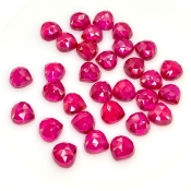  88.65 Cts. Lab Ruby 8mm Rose Cut Heart Shape AAA Grade Cabochons Parcel - Total 31 Pcs.