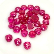  88.65 Cts. Lab Ruby 8mm Rose Cut Heart Shape AAA Grade Cabochons Parcel - Total 31 Pcs.
