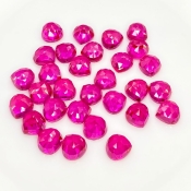  92.10 Cts. Lab Ruby 8mm Rose Cut Heart Shape AAA Grade Cabochons Parcel - Total 30 Pcs.