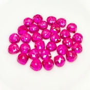  92.10 Cts. Lab Ruby 8mm Rose Cut Heart Shape AAA Grade Cabochons Parcel - Total 30 Pcs.