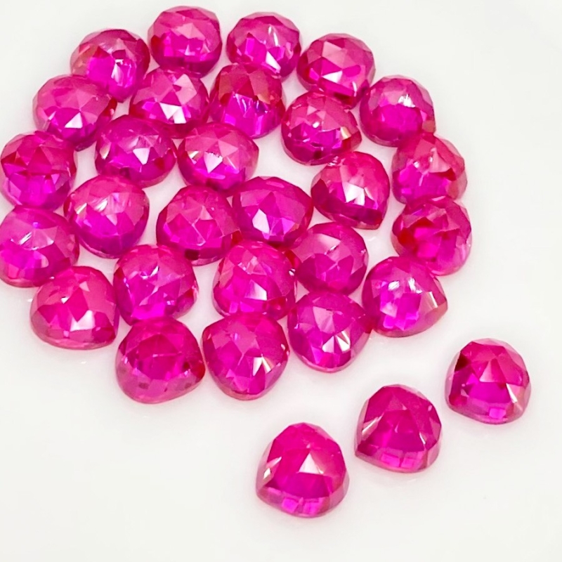  92.10 Cts. Lab Ruby 8mm Rose Cut Heart Shape AAA Grade Cabochons Parcel - Total 30 Pcs.
