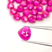  87.25 Cts. Lab Ruby 8mm Rose Cut Heart Shape AAA Grade Cabochons Parcel - Total 30 Pcs.
