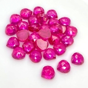  87.25 Cts. Lab Ruby 8mm Rose Cut Heart Shape AAA Grade Cabochons Parcel - Total 30 Pcs.