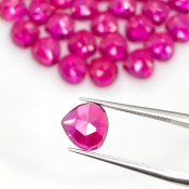  96.20 Cts. Lab Ruby 8mm Rose Cut Heart Shape AAA Grade Cabochons Parcel - Total 32 Pcs.