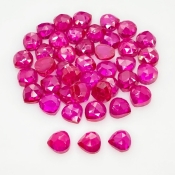  53.90 Cts. Lab Ruby 6mm Rose Cut Heart Shape AAA Grade Cabochons Parcel - Total 42 Pcs.