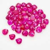  53.90 Cts. Lab Ruby 6mm Rose Cut Heart Shape AAA Grade Cabochons Parcel - Total 42 Pcs.