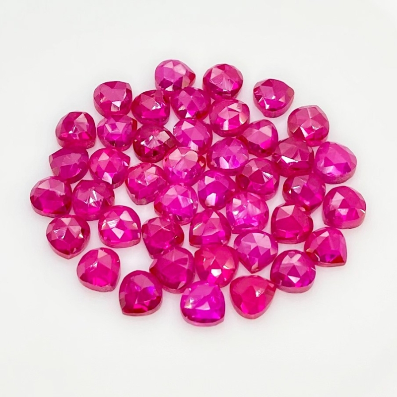 53.90 Cts. Lab Ruby 6mm Rose Cut Heart Shape AAA Grade Cabochons Parcel - Total 42 Pcs.