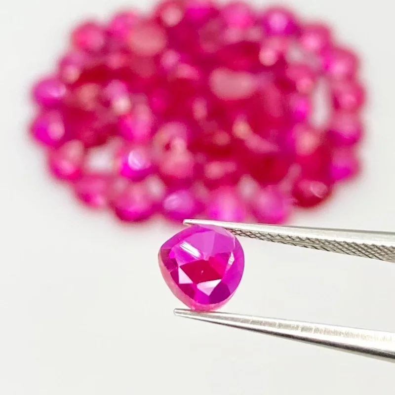  70.55 Cts. Lab Ruby 6mm Rose Cut Heart Shape AAA Grade Cabochons Parcel - Total 55 Pcs.