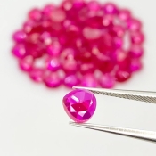  70.55 Cts. Lab Ruby 6mm Rose Cut Heart Shape AAA Grade Cabochons Parcel - Total 55 Pcs.