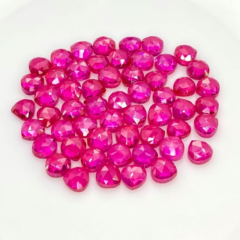  70.55 Cts. Lab Ruby 6mm Rose Cut Heart Shape AAA Grade Cabochons Parcel - Total 55 Pcs.