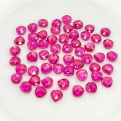  70.55 Cts. Lab Ruby 6mm Rose Cut Heart Shape AAA Grade Cabochons Parcel - Total 55 Pcs.