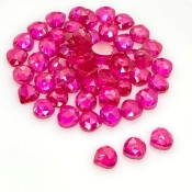  70.55 Cts. Lab Ruby 6mm Rose Cut Heart Shape AAA Grade Cabochons Parcel - Total 55 Pcs.