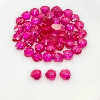 Lab Ruby Rose Cut Heart Shape AAA Grade Cabochon Parcel - 6mm - 55 Pc. - 70.55 Cts.