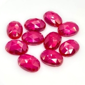  73.50 Cts. Lab Ruby 14x10mm Rose Cut Oval Shape AAA Grade Cabochons Parcel - Total 10 Pcs.