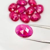  73.50 Cts. Lab Ruby 14x10mm Rose Cut Oval Shape AAA Grade Cabochons Parcel - Total 10 Pcs.
