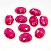  73.50 Cts. Lab Ruby 14x10mm Rose Cut Oval Shape AAA Grade Cabochons Parcel - Total 10 Pcs.