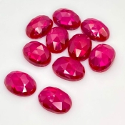  73.50 Cts. Lab Ruby 14x10mm Rose Cut Oval Shape AAA Grade Cabochons Parcel - Total 10 Pcs.