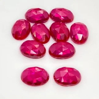  73.50 Cts. Lab Ruby 14x10mm Rose Cut Oval Shape AAA Grade Cabochons Parcel - Total 10 Pcs.