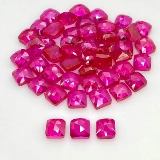 Lab Ruby Rose Cut Square Cushion Shape AAA Grade Cabochon Parcel - 6mm - 50 Pc. - 79.70 Cts.