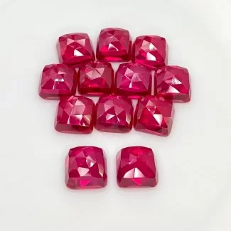 Lab Ruby Rose Cut Square Cushion Shape AAA Grade Cabochon Parcel - 10mm - 12 Pc. - 91.45 Cts.
