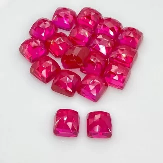 Lab Ruby Rose Cut Square Cushion Shape AAA Grade Cabochon Parcel - 8mm - 18 Pc. - 86.85 Cts.
