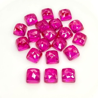  96.40 Cts. Lab Ruby 8mm Rose Cut Square Cushion Shape AAA Grade Cabochons Parcel - Total 20 Pcs.