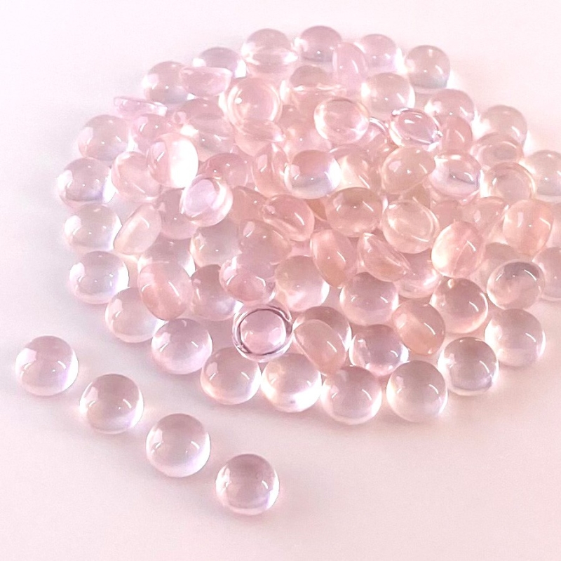 100.25 Cts. Rose Quartz 6mm Smooth Round Shape AA Grade Cabochons Parcel - Total 100 Pcs.