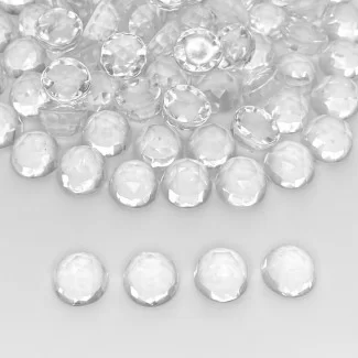 397 Cts. Crystal Quartz 10mm Faceted Round Shape AAA Grade Cabochons Parcel - Total 100 Pcs.