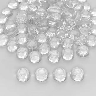 396 Cts. Crystal Quartz 10mm Faceted Round Shape AAA Grade Cabochons Parcel - Total 94 Pcs.