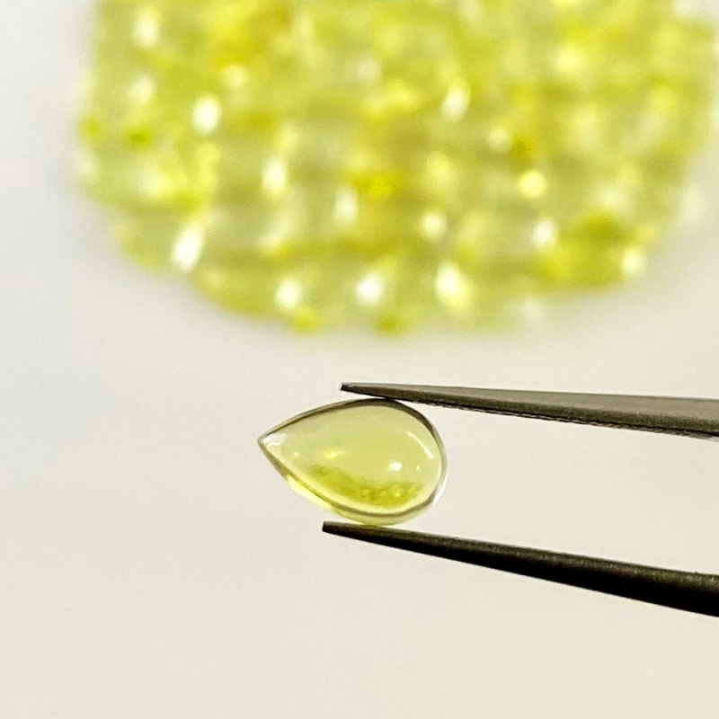 61.55 Carat Lemon Quartz 8x5mm Smooth Pear Shape AAA Grade Cabochons Parcel - Total 60 Pcs.