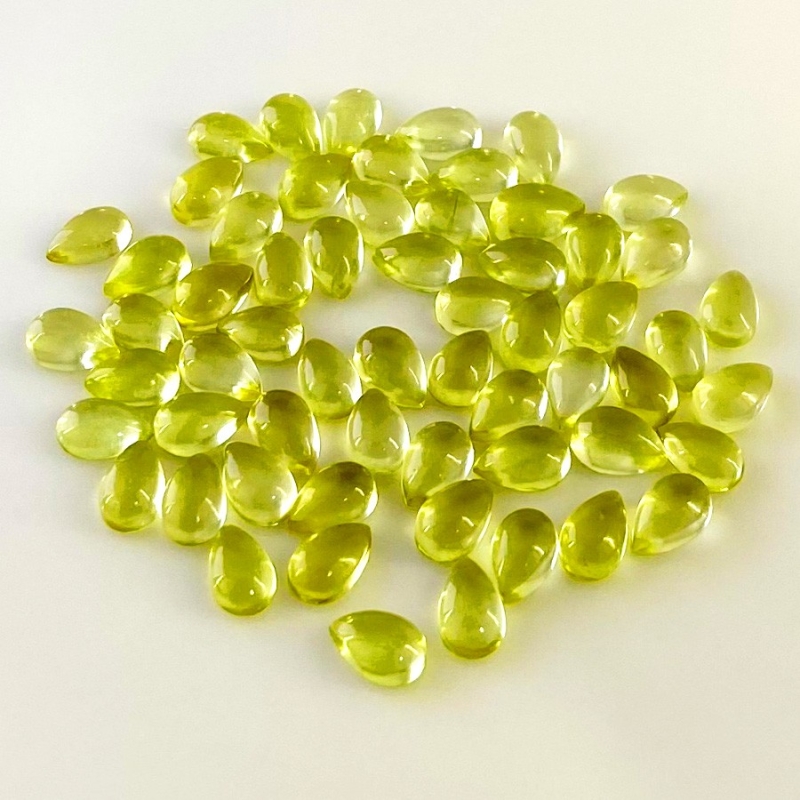 61.55 Carat Lemon Quartz 8x5mm Smooth Pear Shape AAA Grade Cabochons Parcel - Total 60 Pcs.