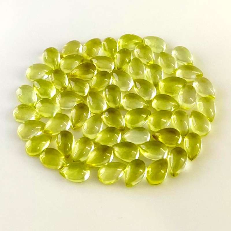 61.55 Carat Lemon Quartz 8x5mm Smooth Pear Shape AAA Grade Cabochons Parcel - Total 60 Pcs.