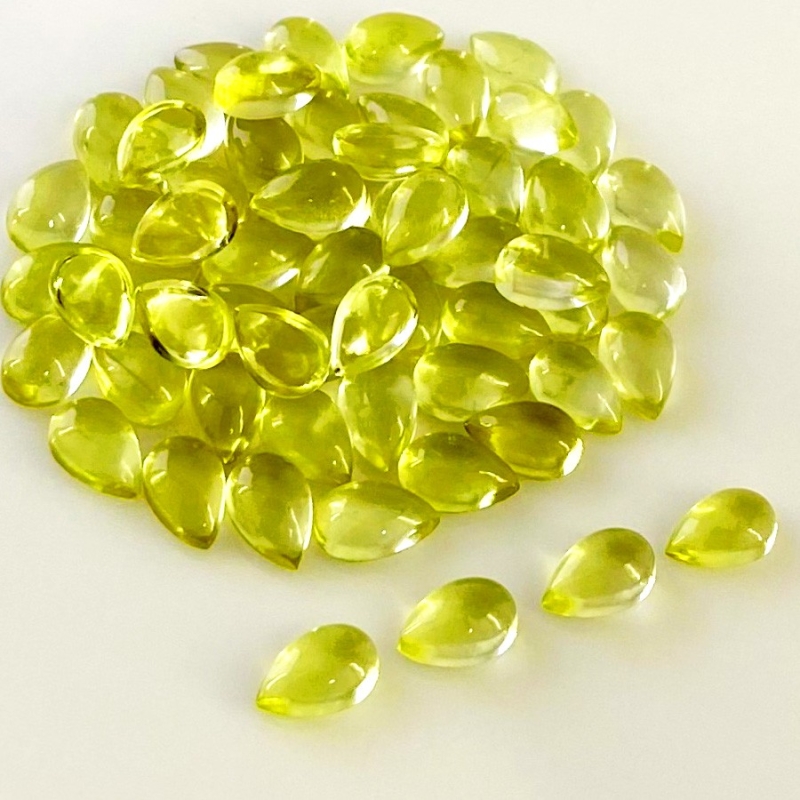 61.55 Carat Lemon Quartz 8x5mm Smooth Pear Shape AAA Grade Cabochons Parcel - Total 60 Pcs.