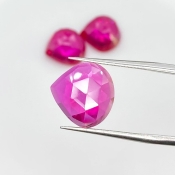  26.25 Carat Lab Ruby 13mm Rose Cut Heart Shape AAA Grade Cabochons Parcel - Total 3 Pcs.
