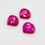  26.25 Carat Lab Ruby 13mm Rose Cut Heart Shape AAA Grade Cabochons Parcel - Total 3 Pcs.