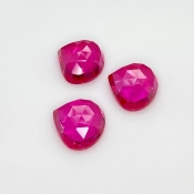  26.25 Carat Lab Ruby 13mm Rose Cut Heart Shape AAA Grade Cabochons Parcel - Total 3 Pcs.