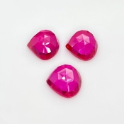  26.25 Carat Lab Ruby 13mm Rose Cut Heart Shape AAA Grade Cabochons Parcel - Total 3 Pcs.