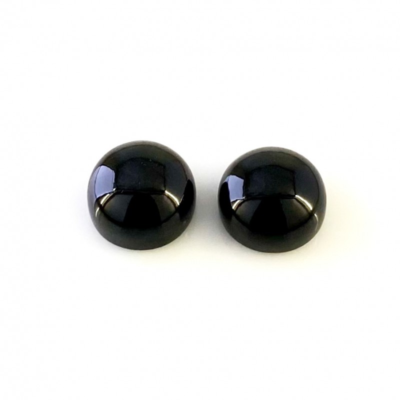 28.6 Carat Black Spinel 15mm Smooth Round Shape AA Grade Cabochons Parcel - Total 2 Pcs.
