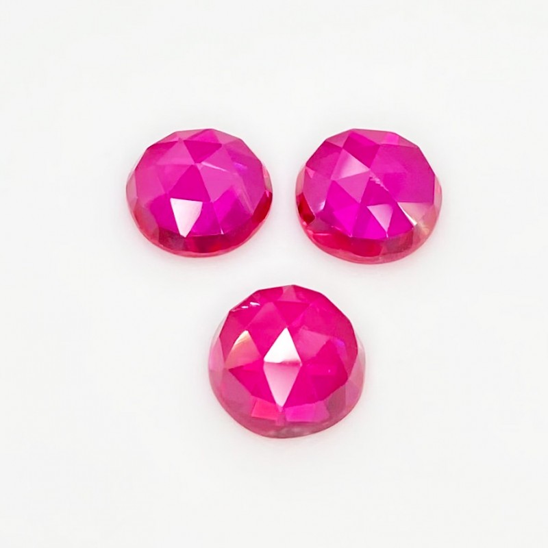  31.75 Carat Lab Ruby 13mm Rose Cut Round Shape AAA Grade Cabochons Parcel - Total 3 Pcs.