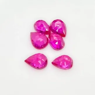  19 Carat Lab Ruby 10x7-11x8mm Rose Cut Pear Shape AAA Grade Cabochons Parcel - Total 6 Pcs.