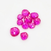  21.20 Carat Lab Ruby 6-9mm Rose Cut Heart Shape AAA Grade Cabochons Parcel - Total 10 Pcs.