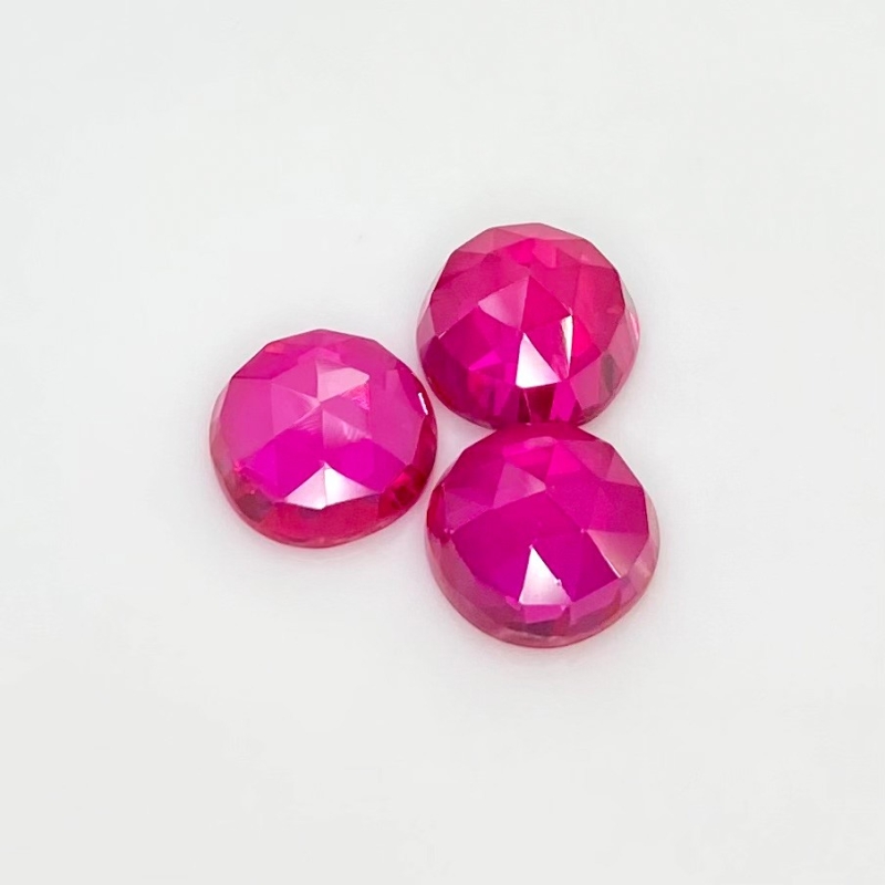  27.50 Carat Lab Ruby 12mm Rose Cut Round Shape AAA Grade Cabochons Parcel - Total 3 Pcs.