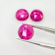  27.50 Carat Lab Ruby 12mm Rose Cut Round Shape AAA Grade Cabochons Parcel - Total 3 Pcs.