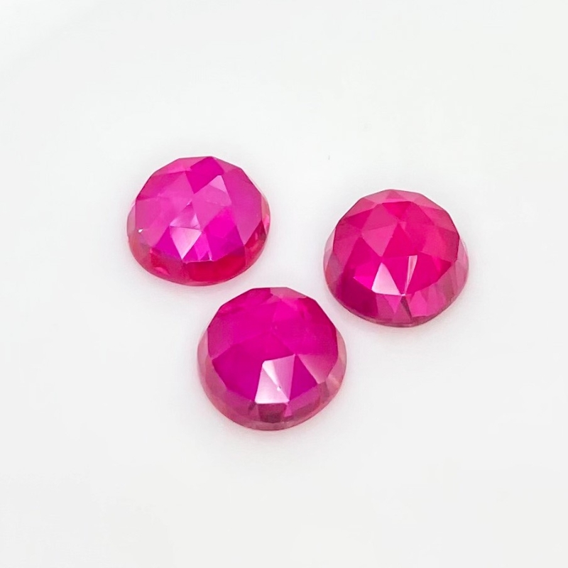  27.50 Carat Lab Ruby 12mm Rose Cut Round Shape AAA Grade Cabochons Parcel - Total 3 Pcs.