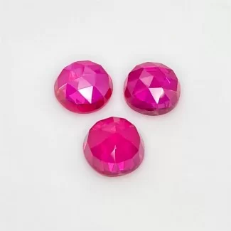  27.50 Carat Lab Ruby 12mm Rose Cut Round Shape AAA Grade Cabochons Parcel - Total 3 Pcs.